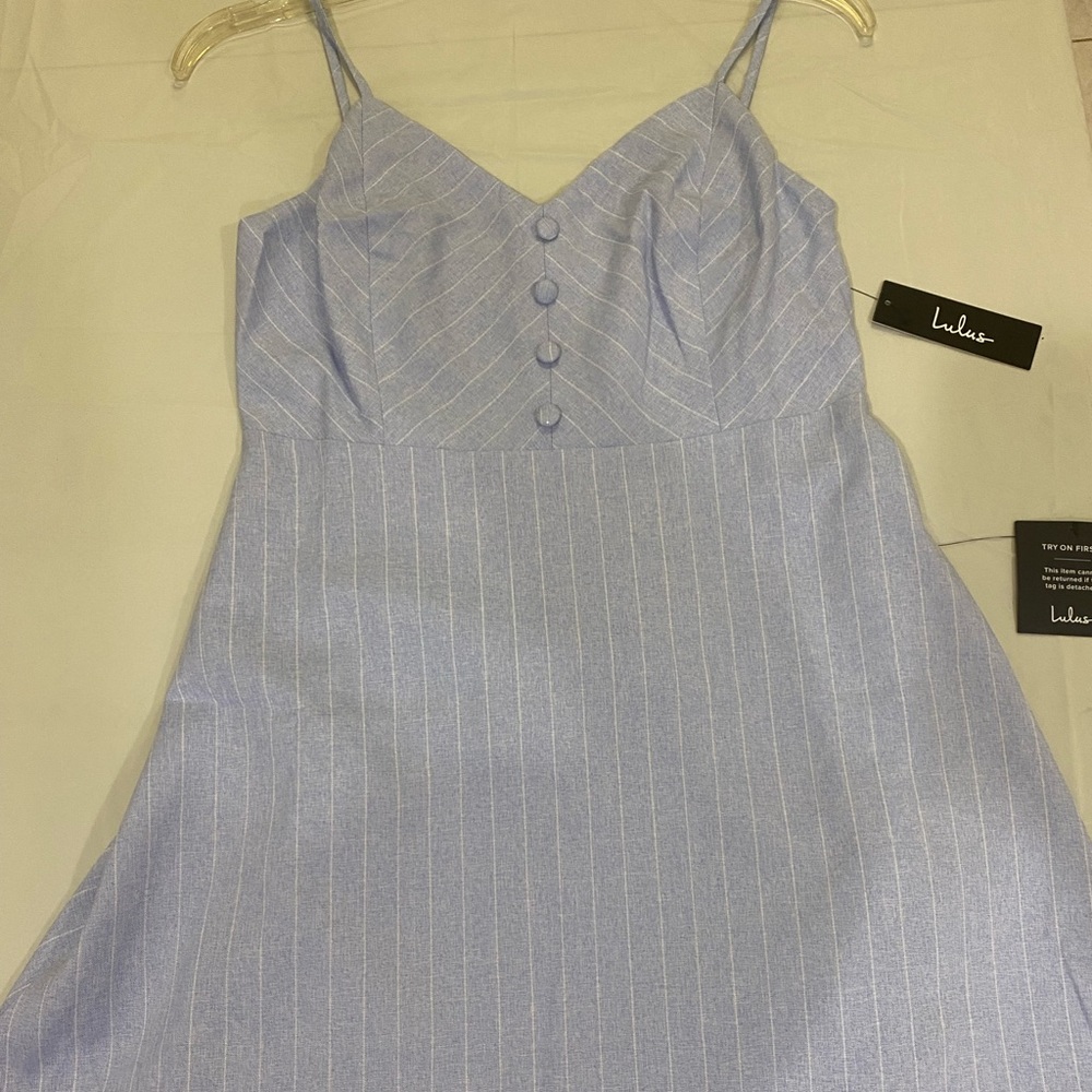 NEW- light blue pinstripes dress from Lulus - Never worn with tags.